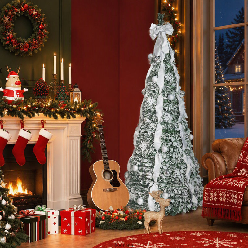 Arbre de Noël artificiel escamotable 7 pi avec 200 lumières chaudes