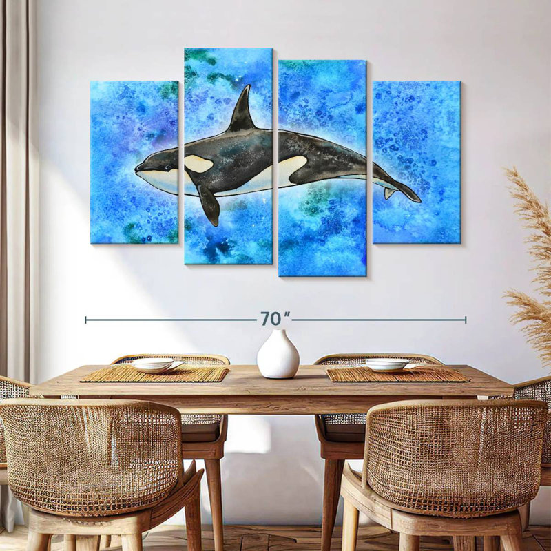 Brampt Orca On Blue, 42" H x 68" W