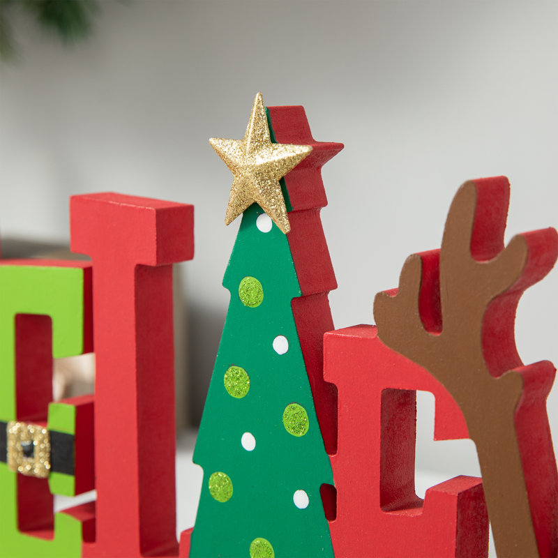 Porte-chaussette de Noël 14,5 "en bois / métal" BELIEVE "