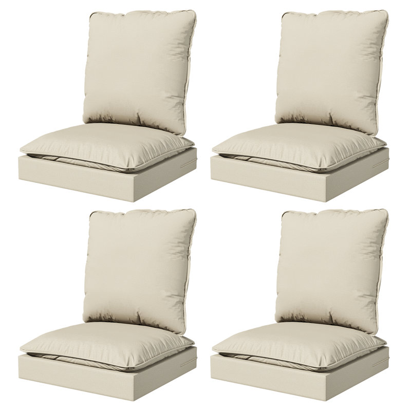 Ensemble de coussins d'extérieur 3 pièces Adwin, beige, résistant à l'eau et aux rayons UV (coussins seulement), Beige, 4