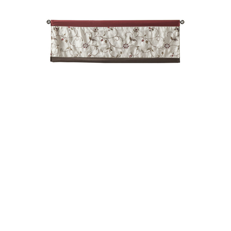 Embroidered Window Valance Red 50X18", Red