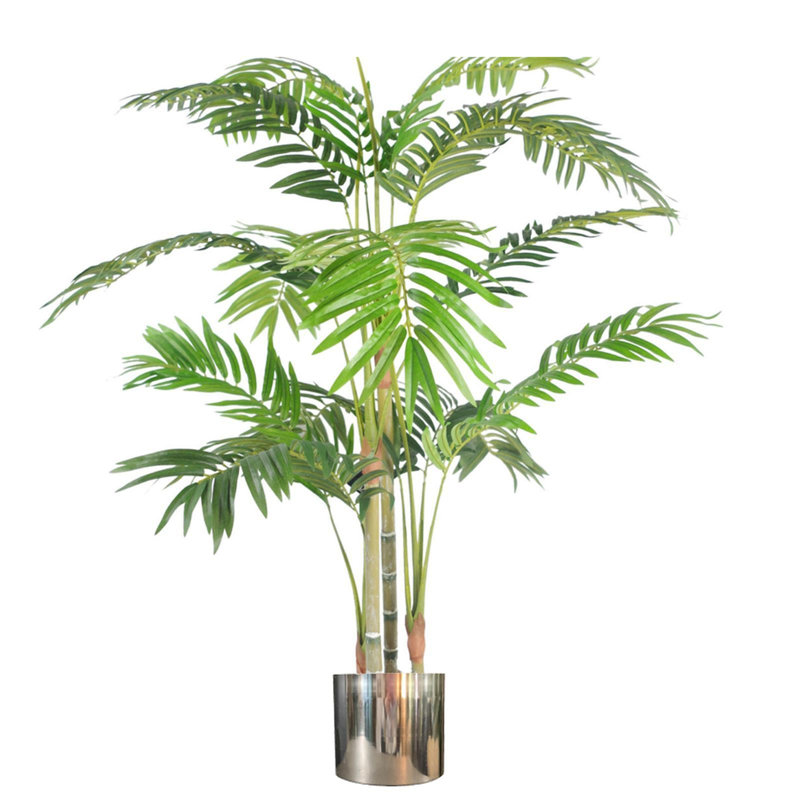 Large Artificial Palm Tree Areca Planter Realistic 120cm 4ft., Silver