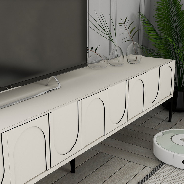 Hanah Home Supporto per TV, melammina, White Atlantic Pine, Taglia Unica