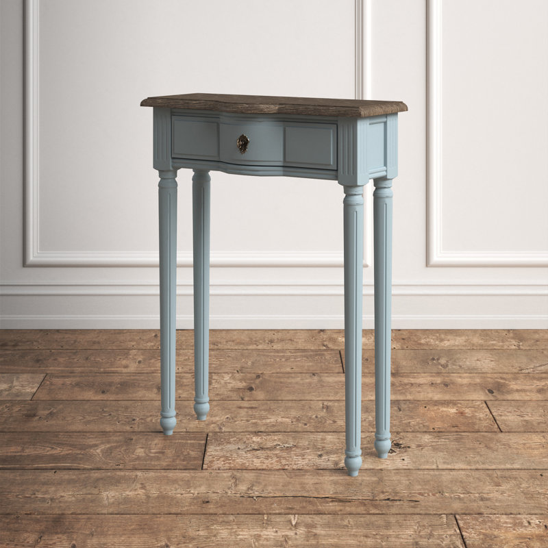 Josephine Light Blue Solid Wood 1-Drawer Console Table