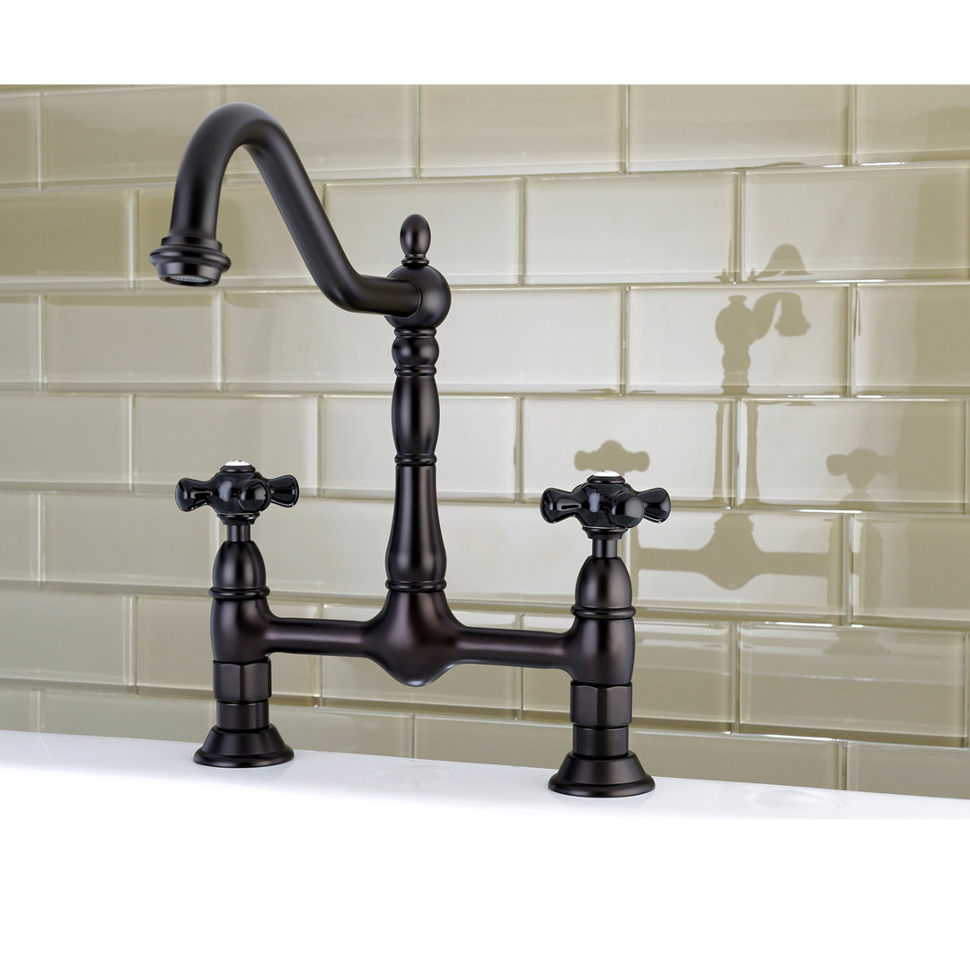Kingston Brass Duchess Two-Handle 2-Hole Deck Mount Bridge Kitchen Faucet Kingston Brass