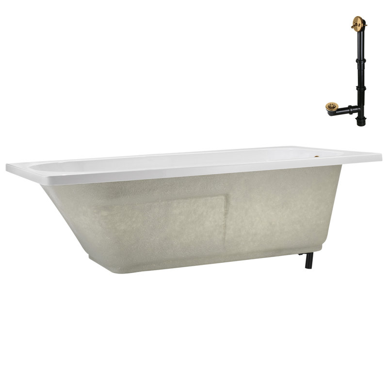 72" x 36" Acrylic Soaking Drop-In Bathtub, Drain Included, Brushed Gold