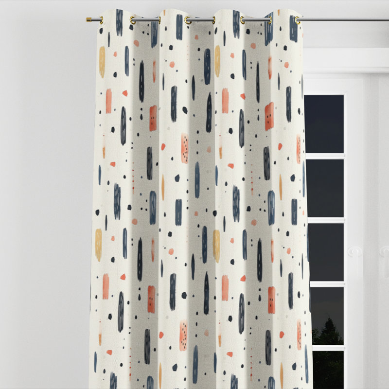 Rideaux obscurcissant Abstract Room - Rideau à œillets Boho - 1 panneau, L 52 po x L 120 po, Œillets dorés