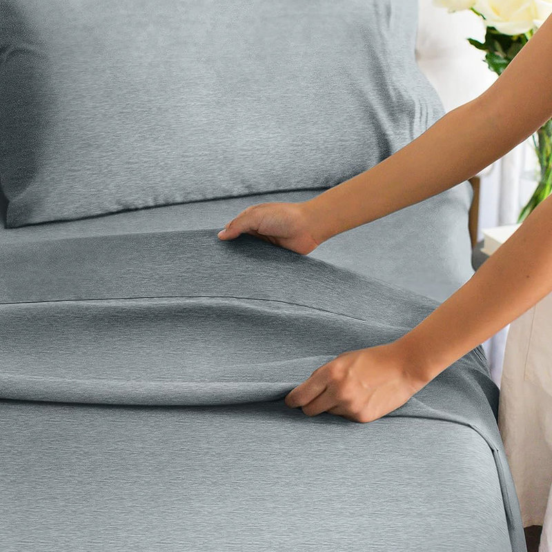 Premium Cooling, Soft & Wrinkle Free Sheet Set - Ultra Soft & Premium Hotel Luxury Bed Sheet Set, Heathered Blue