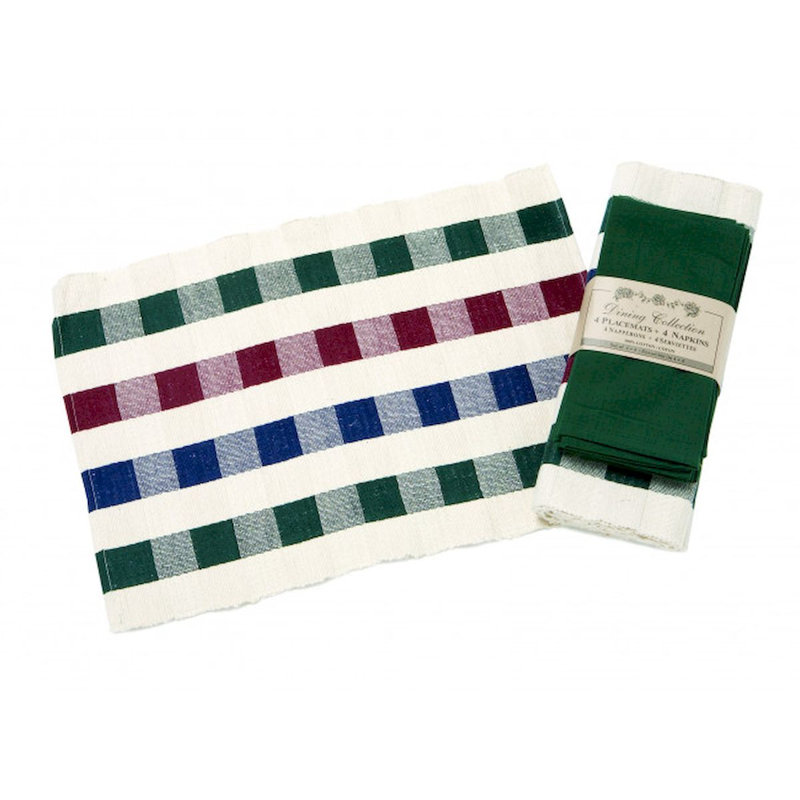 Rectangle Placemat And Napkin Set, Red/Blue/White