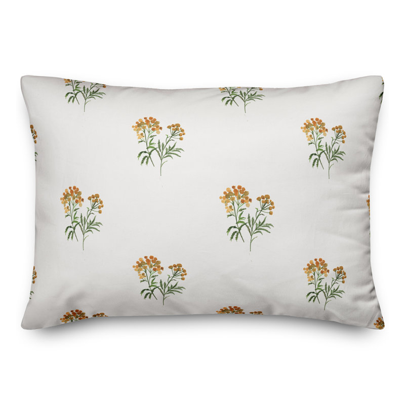  Coussin décoratif floral intérieur / extérieur en polyester, H 14 po x l 20 po, Blanc