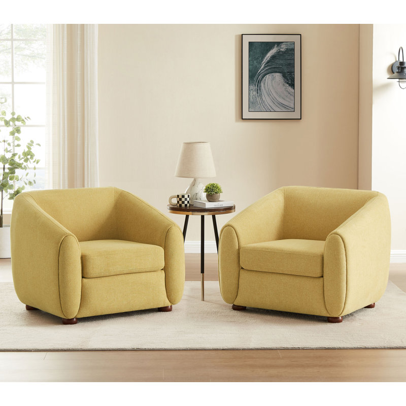 Fauteuil demi-tonneau en polyester 36,6 po Mykel, Mélange de polyester marguerite