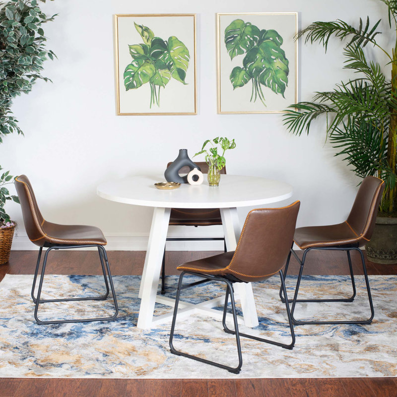 5-Piece Round Dining Set, Brown