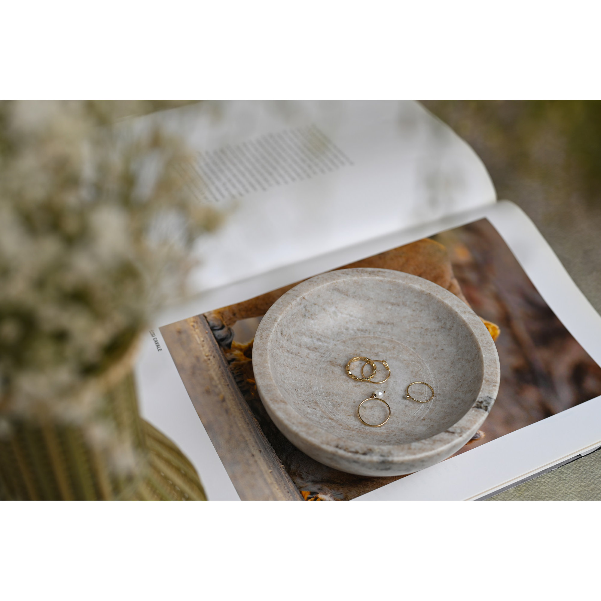 Tellis Round Marble Decorative Bowl , 1.75" H x 6" W x 6" D