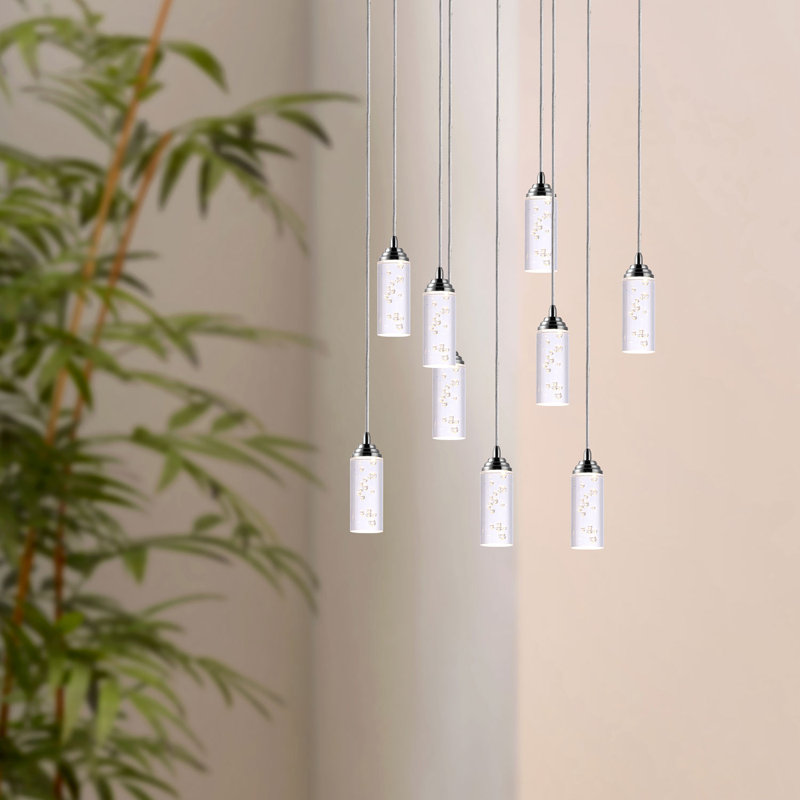 Ardrie 9 - Light Chrome Cluster Pendant, 4.7" H x 1.8" W x 1.8" D