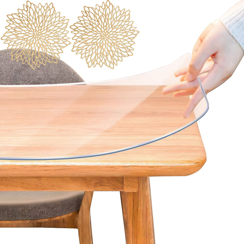 Protecteur de nappe transparent en PVC, tapis de bureau épais de 1,5 mm pour la salle à manger et la cuisine
