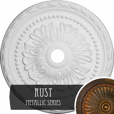 Médaillon de plafond Endurathane Palmetto, DE 31 1/2 po x P 3 5/8 po x P 1 3/4 po (convient aux auvents jusqu'à 7 5/8 po), finition rouille peinte à la main