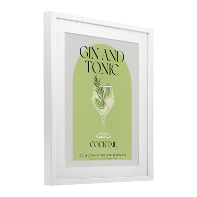 Stylish Retro Gin & Tonic Framed Print Under Glass, design by Lil' Rue