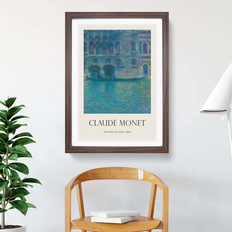 Palazzo Da Mula, Venice by Claude Monet - Picture Frame Painting, 48cm H x 36cm W x 2cm D, Walnut