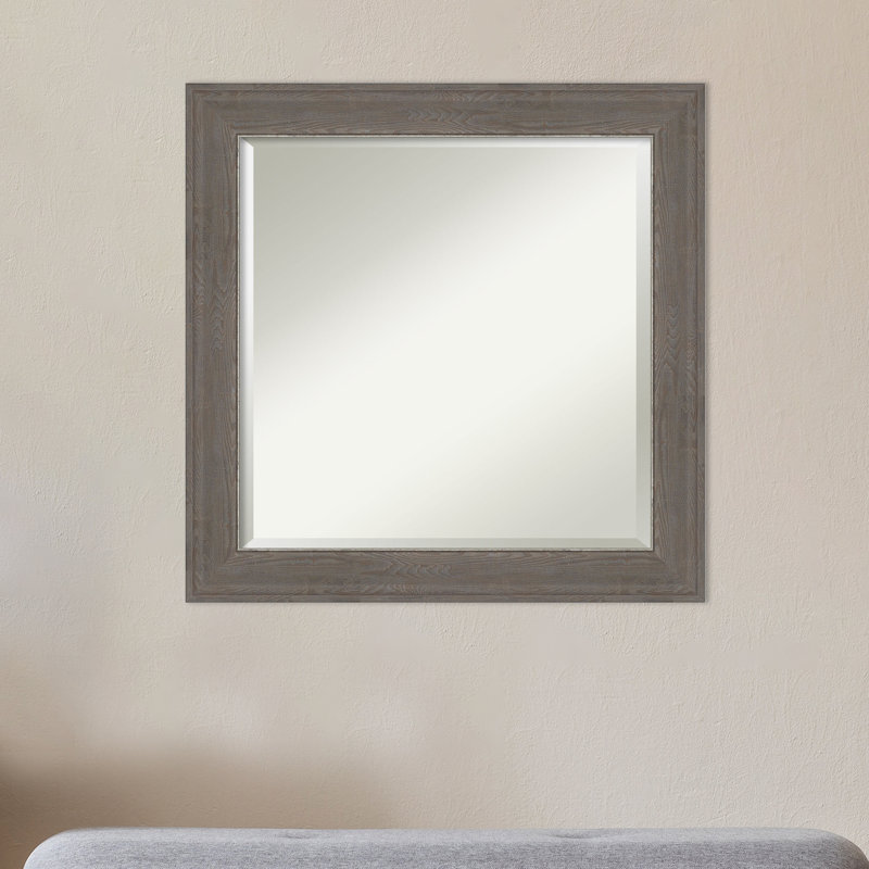 Ariele Flat Wall Mirror, 24.62" x 24.62", Distressed Gray