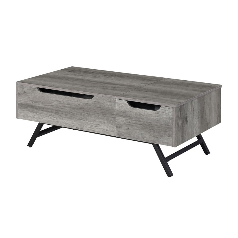Table basse en chêne gris avec plateau relevable, Gris
