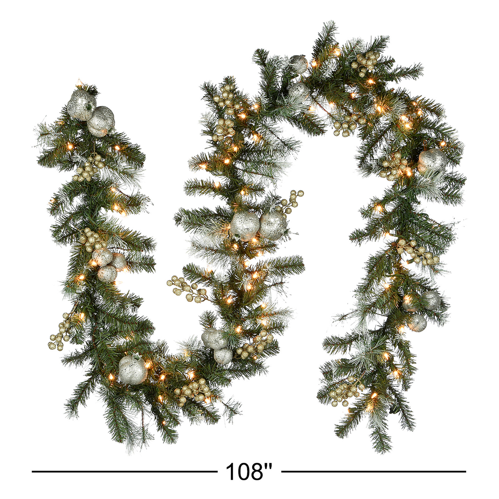 The Holiday Aisle® 9ft. Glittery Pomegranate Pine Garland with Clear Lights