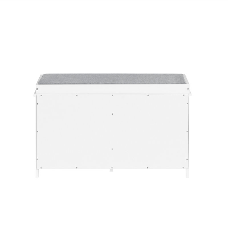 Kari Polyester Upholstered Storage Bench, White