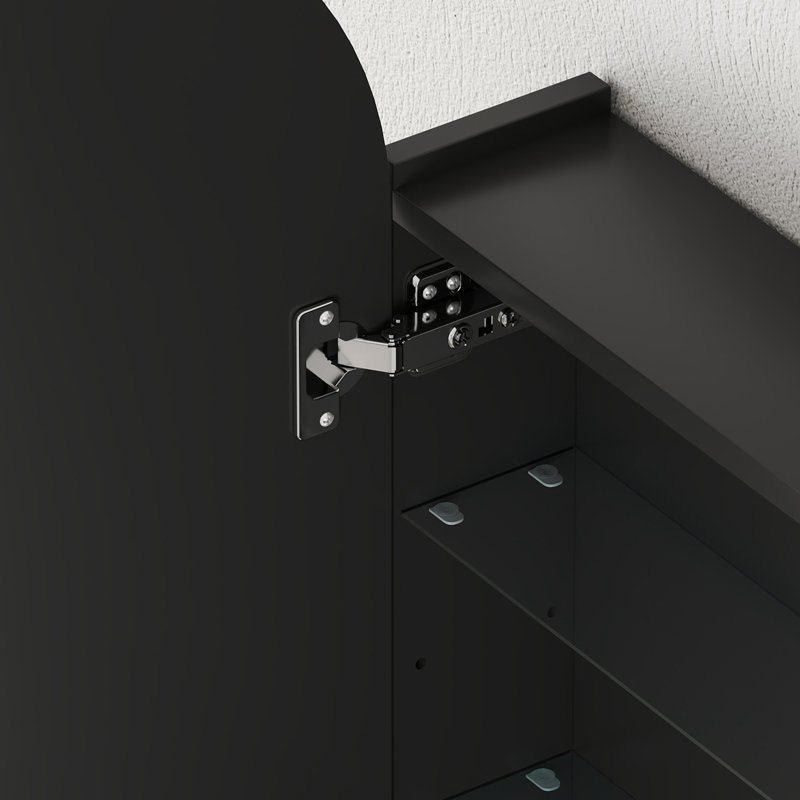 HOMCOM Bathroom Mirror Cabinet with Adjustable Glass Shelves, Black