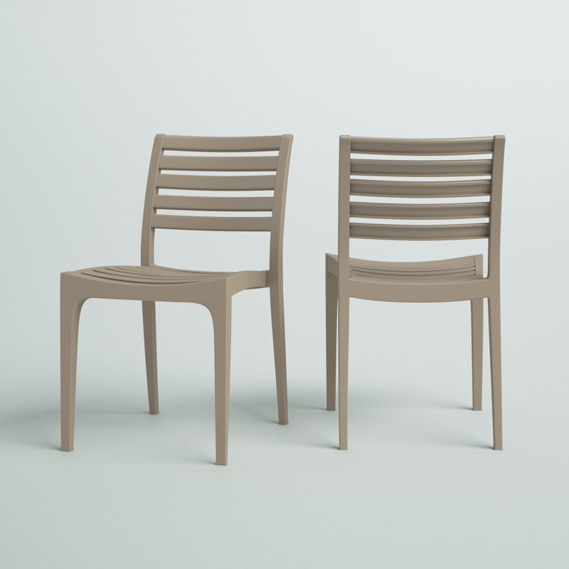 Ayvah Stacking Patio Dining Side Chair, Taupe