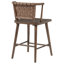 Chaise de comptoir Tallis, dossier en similicuir tissé brun