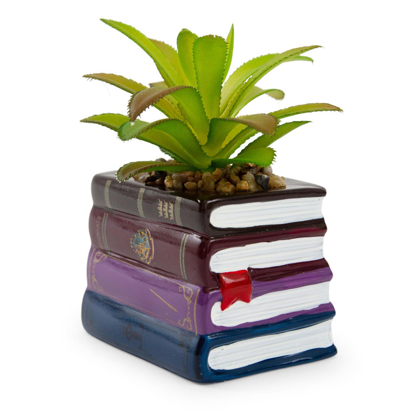Enchanted Hogwarts Book Stack 3" Ceramic Planter with Faux Succulent