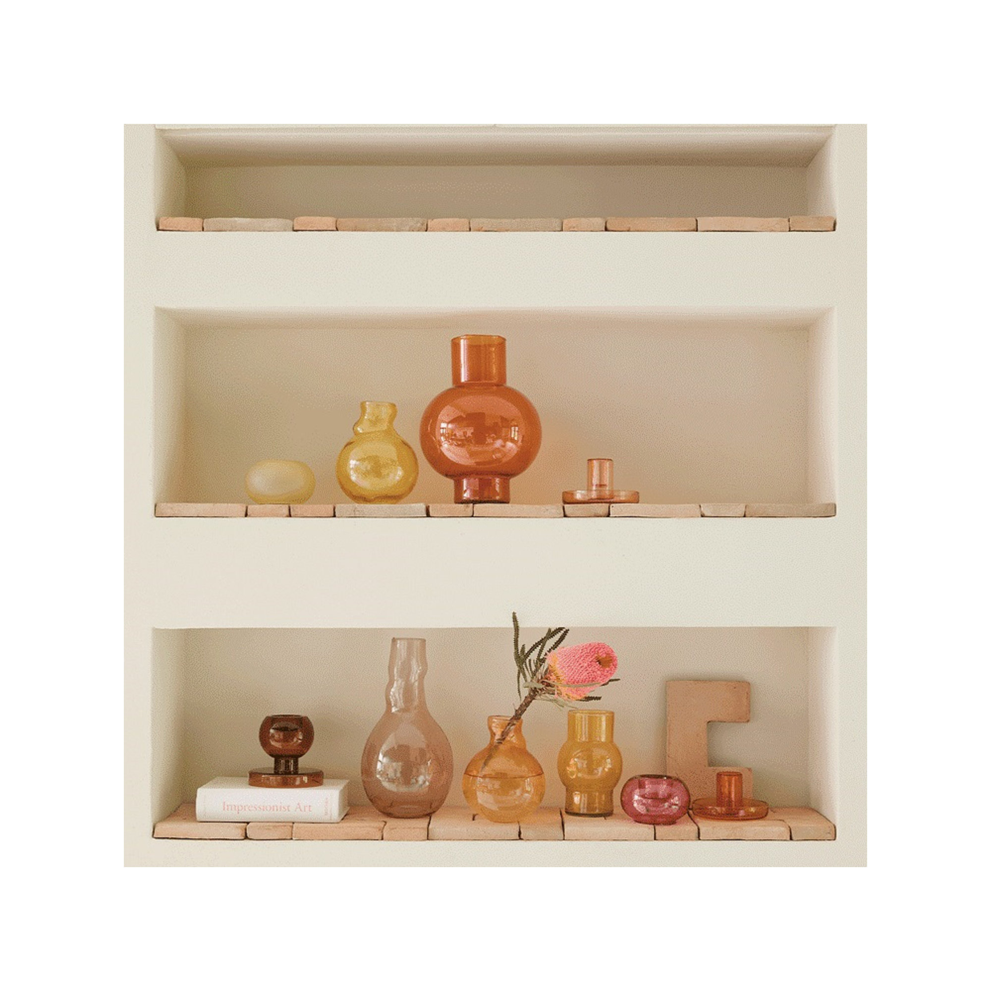 Clarabelle Glass Table Vase, 9.45" H x 3.15" W x 7" D, Orange Rust