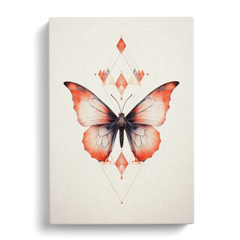 Moth Geometric No.2 - Wrapped Canvas Print, 60cm H x 40cm W x 3cm D