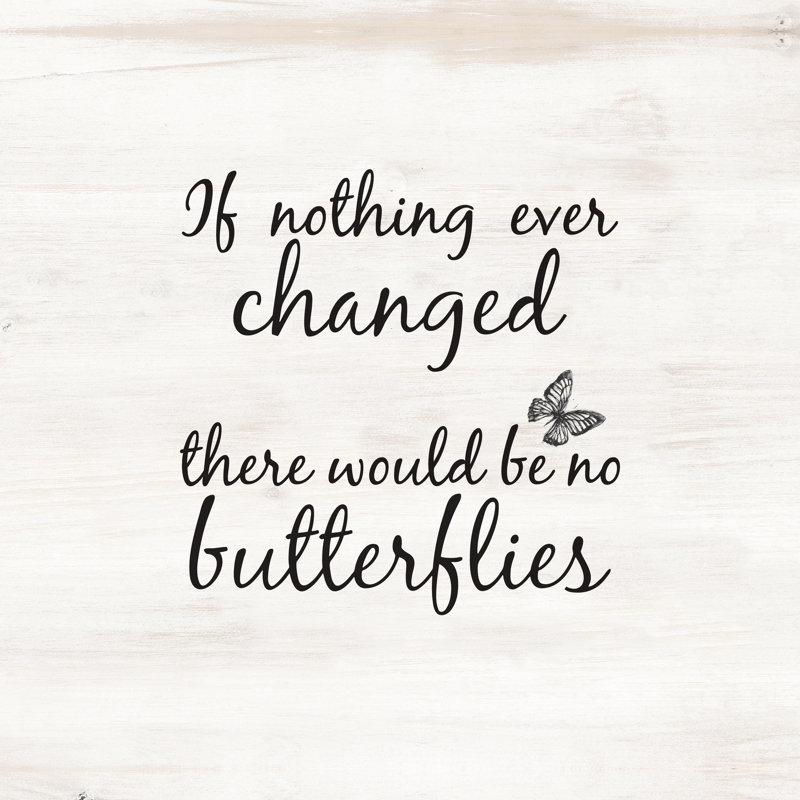 No Change Butterfly Quote - Wrapped Canvas Print, 76cm H x 76cm W x 3.8cm D