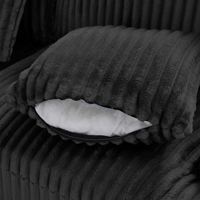 Canapé modulaire rembourré 4 pièces en velours côtelé, Velours côtelé brun