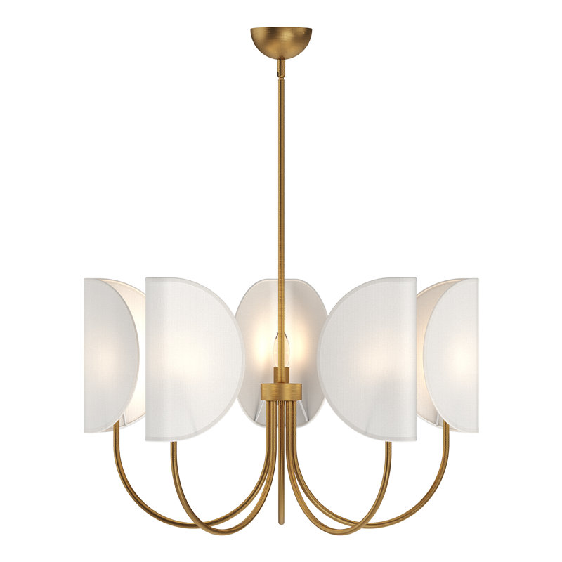 Lustre classique / traditionnel à 5 lumières Calline, Or vieilli / blanc