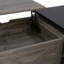 Table basse à plateau relevable Farmhouse avec portes de grange, grand espace de rangement caché, supports latéraux et tablettes ouvertes-2147394118