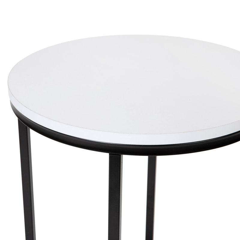 Table de bout Hampstead Collection - Table d'appoint moderne en stratifié avec structure entrecroisée, Noir mat, Blanc