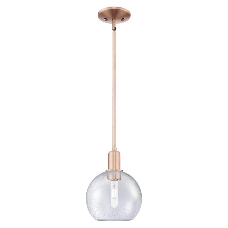 Mini-luminaire suspendu 1 lumière Arcadia - Athens, H 7 po x l 8 po x P 8 po, Grainé, Cuivre antique