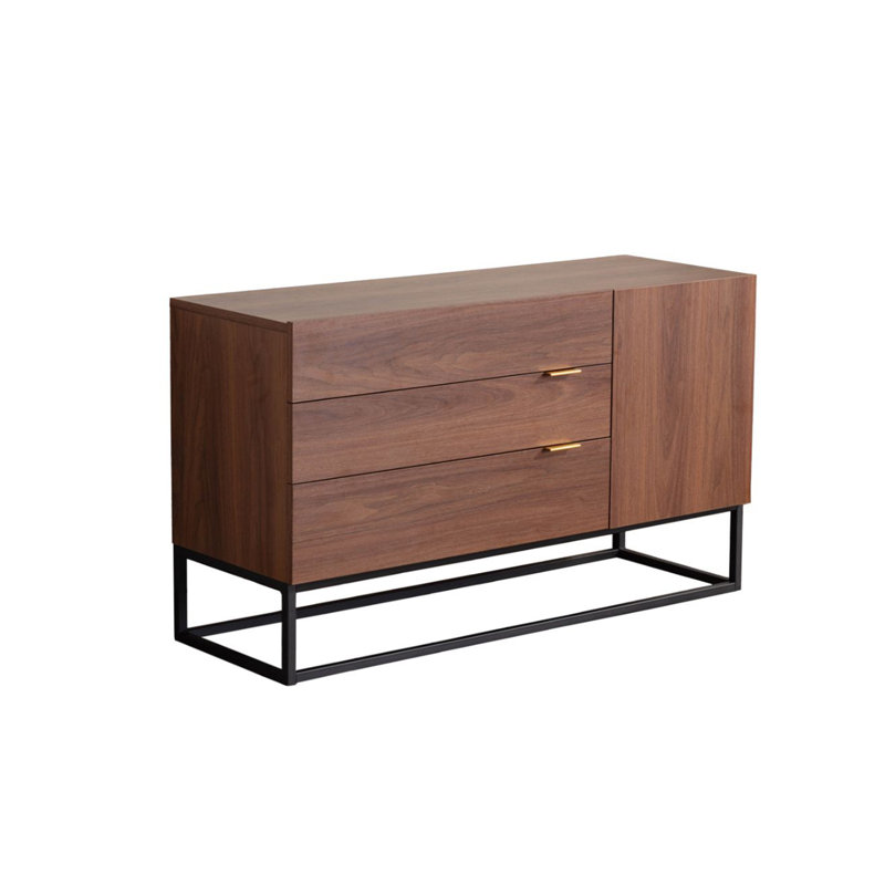 Walnut Brown Wood Console Table