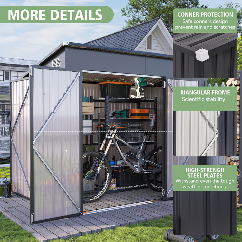 7 ft. 6 in. W x 3 ft. 8 in. D Metal Lean-To Storage Shed