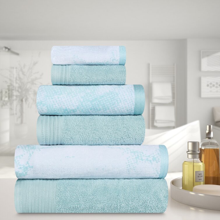 Great Bay Home 100% Cotton Ribbed Terry Bathroom Towels. Absorbent