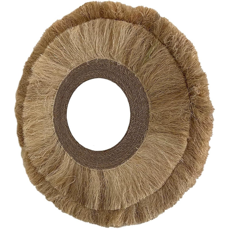 Miroir mural rond en bambou tissé azur Seagrass