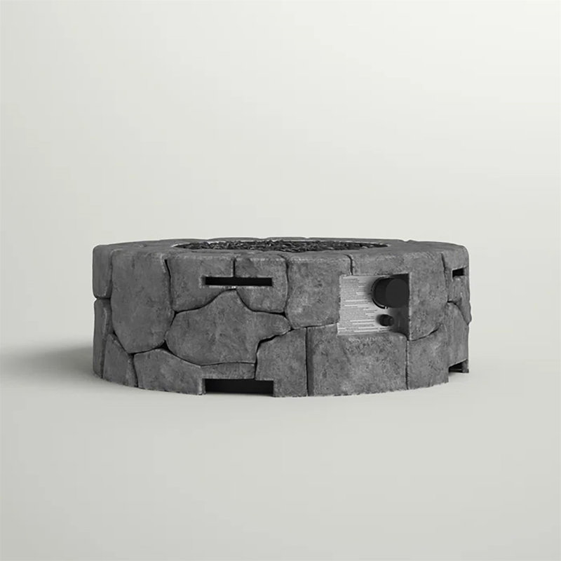 Foyer d'extérieur en béton renforcé de fibres H 9 po x l 28 po, Propane / gaz naturel, Gris anthracite