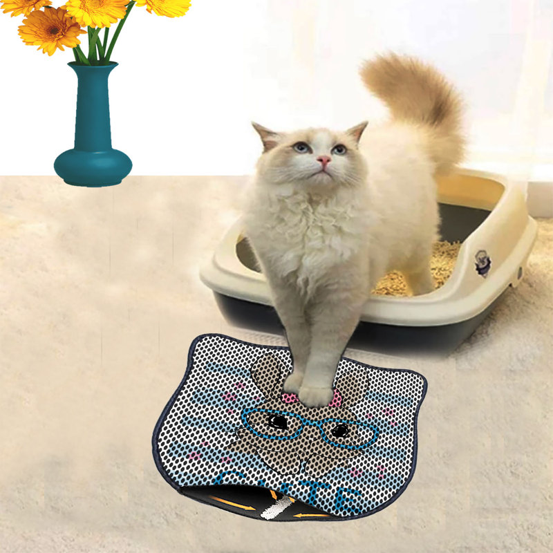 Tapis de litière durable pour chat, 15,7 po x 19,7 po | 50% PVC / 50% polyester, lavable à la machine et passer l'aspirateur | Parfait pour un nettoyage facile, conception antidérapante pour garder votre maison propre et fraîche, idéal pour les propriétaires d'animaux de compagnie