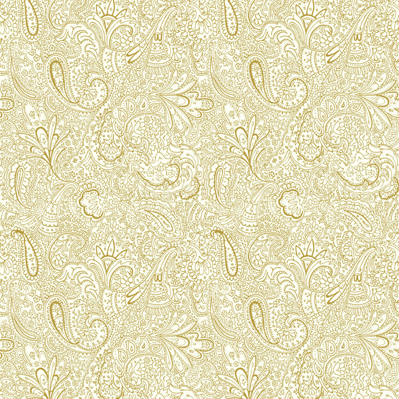 Rouleau de papier peint à motif de treillis métallique Elegance Collection Paisley, Doré