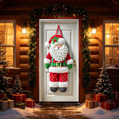 Christmas Door Tapestry Xmas Front Door Hanging Decor Holiday Party Cloth Door Curtain for Home Front Door Bedroom Wall Indoor Xmas Christmas Decor Gi