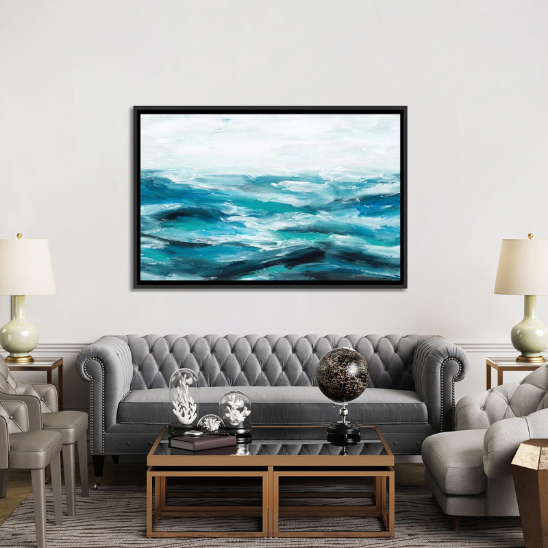 «Oceanic I», impression sur toile, H 18 po x l 26 po x P 1,5 po, Toile avec cadre noir