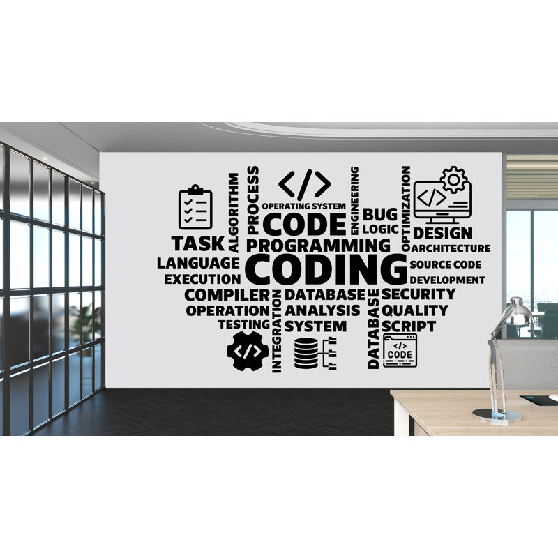 Autocollant de code code binaire, technologie vinyle Art mural, autocollant de carte de circuit imprimé, décoration murale de bureau, ordinateur il Decor bureau 479