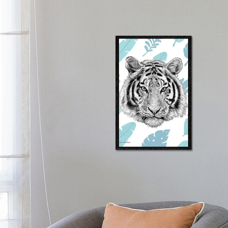 Tropical Tiger by Seven Trees Design - Floater Frame Gallery-Wrapped Canvas Giclée on Canvas, 66.04 cm H x 45.72 cm W, Black