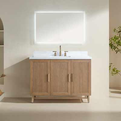 48'' Fully Assembled Bathroom Vanity with Solid Wood Construction and Marble Top